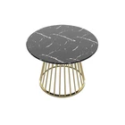Table Coffee Table With MDF Black Marble Covered Table Top Golden Chromed Base.