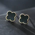 Earrings The Most Popular 925 Sliver 4 Leaf Clover Flower Stud Earrings