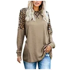 Tops Wholesale Women's Casual V-neck Long Sleeve Blouses Tops Fashion New Style Leopard Print Shirts