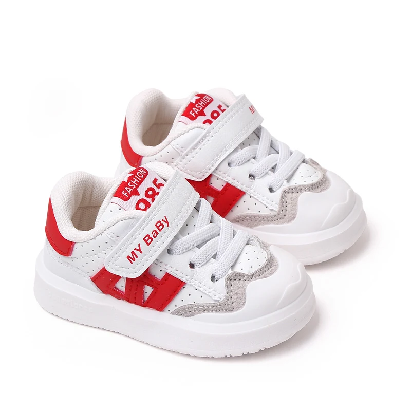 New Arrival Soft PU Leather Sport White Toddler Kids Baby Casual Shoes 2023 supplier
