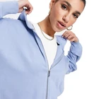 Jacket Hoodies Women Double Zipper Hood Jacket Streetwear Cotton French Terry Oversized Full Zip Hoodies Women