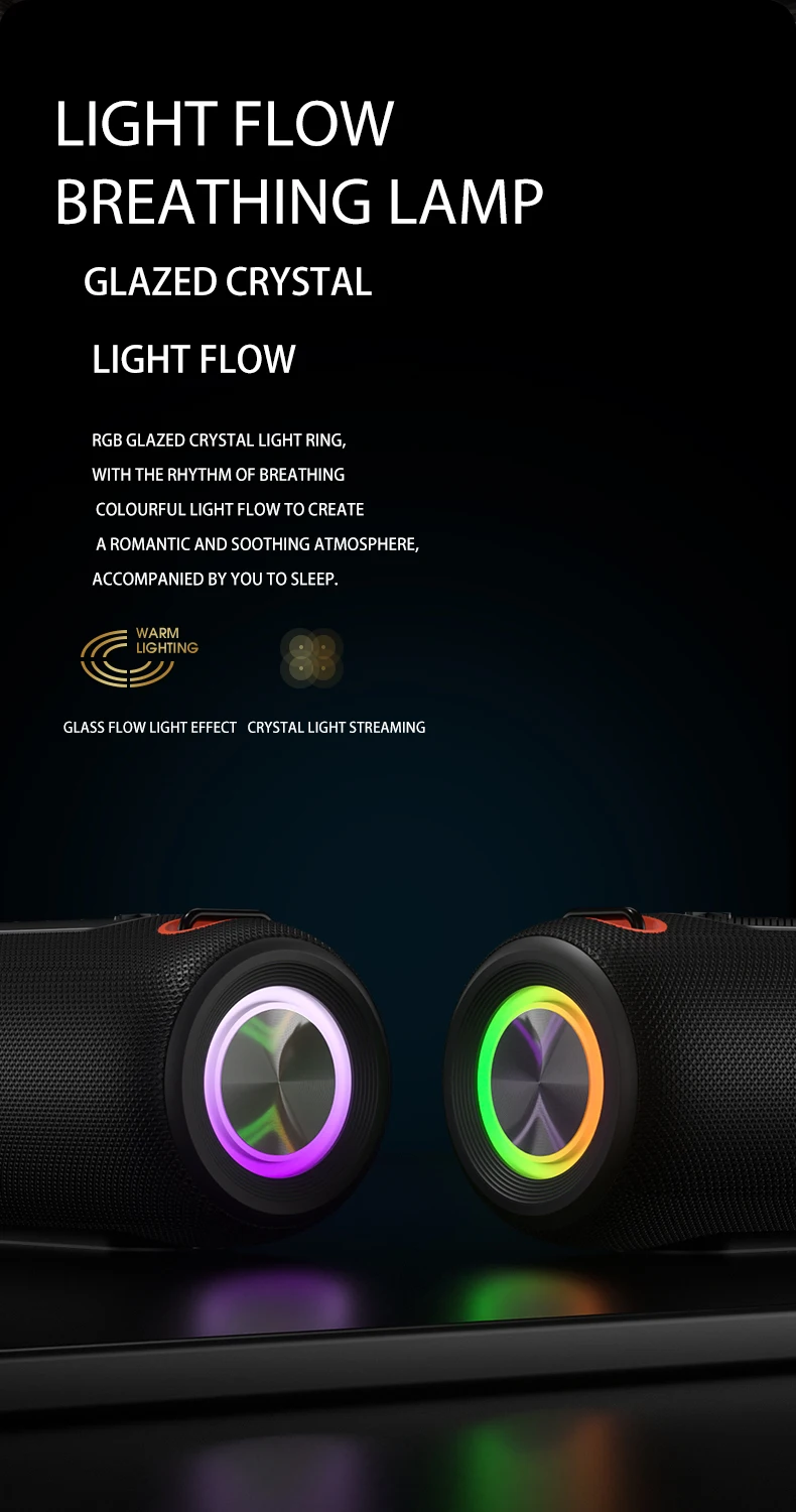 Outdoor 30W 4000mAh Portable with Hand Strap RGB Light Speaker Waterproof Wireless Bluetooth Heavy Loud Bass Audio Speaker
