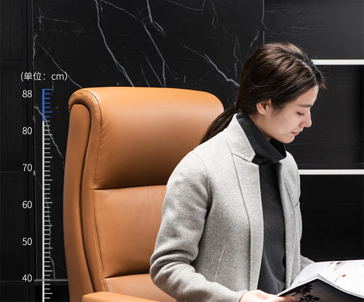 HRZ- Big and Tall Executive Office Chair with Wood Accents Adjustable High Back Ergonomic Lumbar Support, Bonded Leather