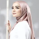 Silk Scarf Autumn And Winter Plain Weave Polyester Soft Silk Satin Solid Color Muslim Hijab Scarf Women