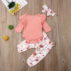 Baby Romper Infant Baby Girls Ribbed Romper With Hair Band