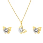 Gold Earrings Jewelry Vendors Dubai Style Gold Plated Earrings Women Rhinestone Necklace Kids Jewelry Set Girls