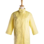 Long Coat Coat Woman Coat Women Half Sleeve Yellow Clothes Stand Collar Long Trench Coat