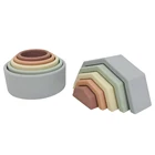 Toy 5 Pieces Silicone Bright Color Building Mini Stacking Block Toy Set