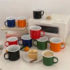Tin Mug Metal Coffee Mug Hot Sale Custom Printing Bulk Metal Steel Tin Coffee Camping Enamel Mug And Cup