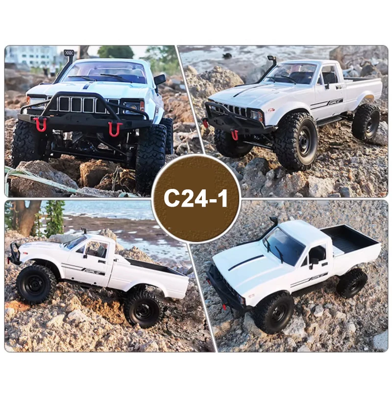 WPL C24-1 RC Crawler Offroad RC Truck 2.4 Ghz 1/16 All Terrain Car RTR Pickup with Led Light Remote Control Car Toys for Adults