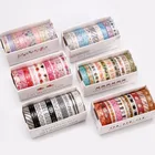 Gold Tape 10 Rolls/pack Gold Foil Dot Grid Washi Tape Set