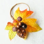 Leaf Table Artificial Harvest Maple Leaf And Frosted Fruit Napkin Ring For Autumn Table Decor