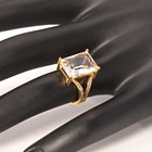 Diamond Ring Ruby 2021 Custom Made Women Gold Plated Square Diamond Ring Black Square Red Ruby Ring