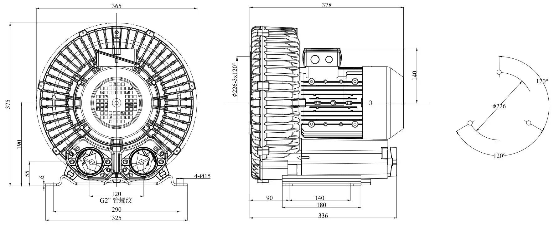 Channel Turbo Air Fan, 2.2KW, 220 V, Electric Blower - detail 6