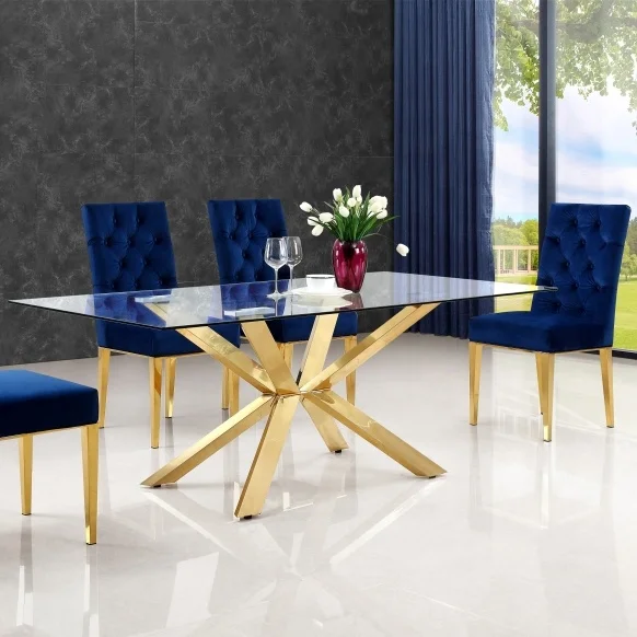 glass dining room table with gold legs