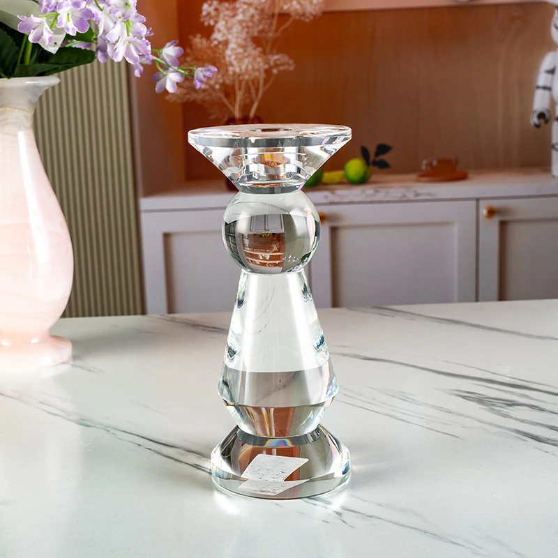 product small bridge cyrstal wedding center decoration glass candle holder high quality christmas crystal candle holder-8