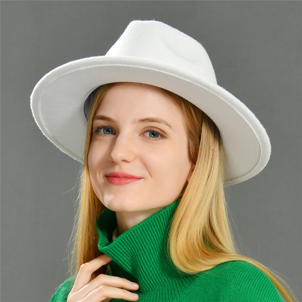 Wool Flat Top Fedora Women Hats Stylish 