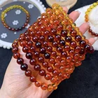Beads Brown 6mm Nature Stone Beads Baby Teething Baltic Amber Bracelet For Baby