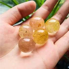 Stone Gold Top Quality Rock Stone Natural Crystal Gold Hair Crystal Ball Rutile Quartz Ball For Gift