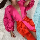 Silk Dress Oem Plus Size Silk Slip Club Evening New Fashion Deep V Summer Samoan Long Sleeve Sexy Red Dress