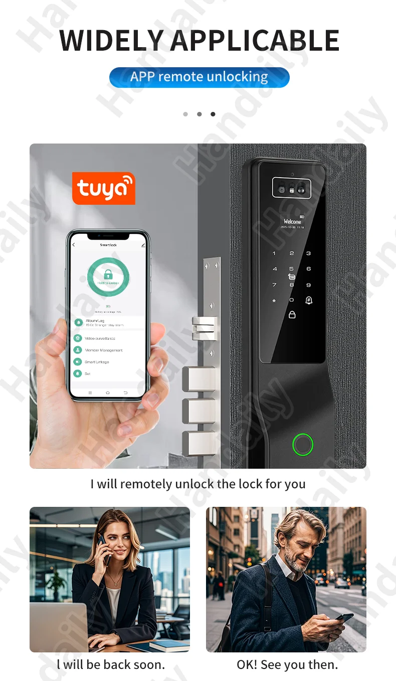 handaily palm vein tuya wifi door lock 3d biometric face id video monitoring intercom digital electronic locks for front door ddl9-4