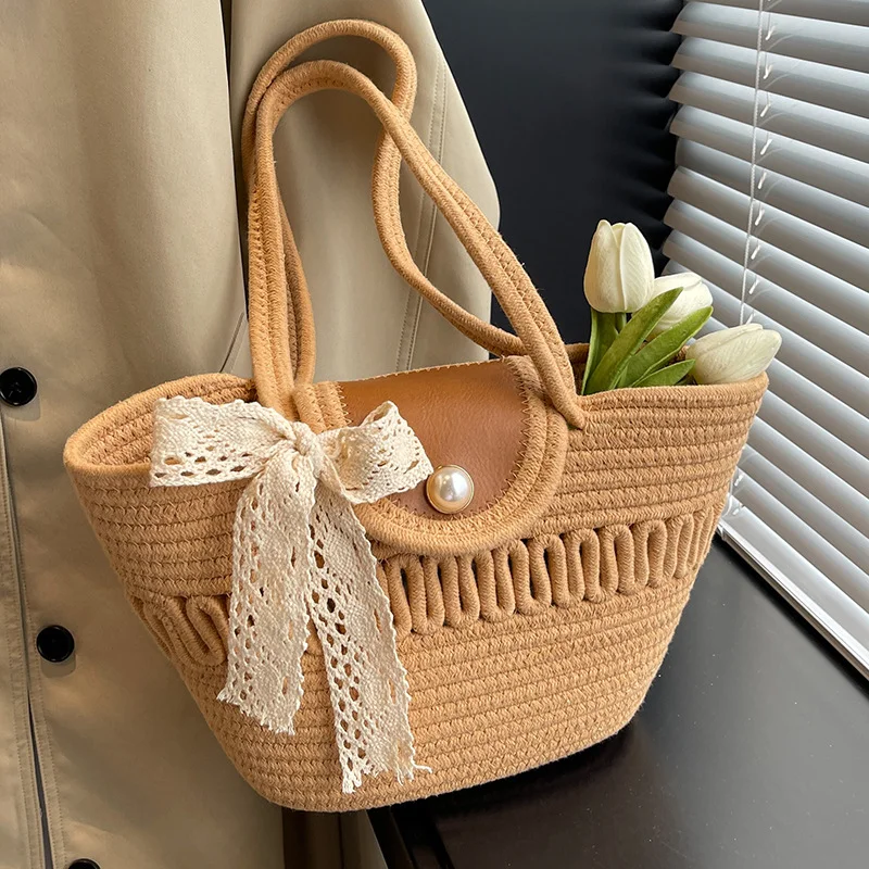 HUAYI  Cotton rope braided color customized Hand-woven bag