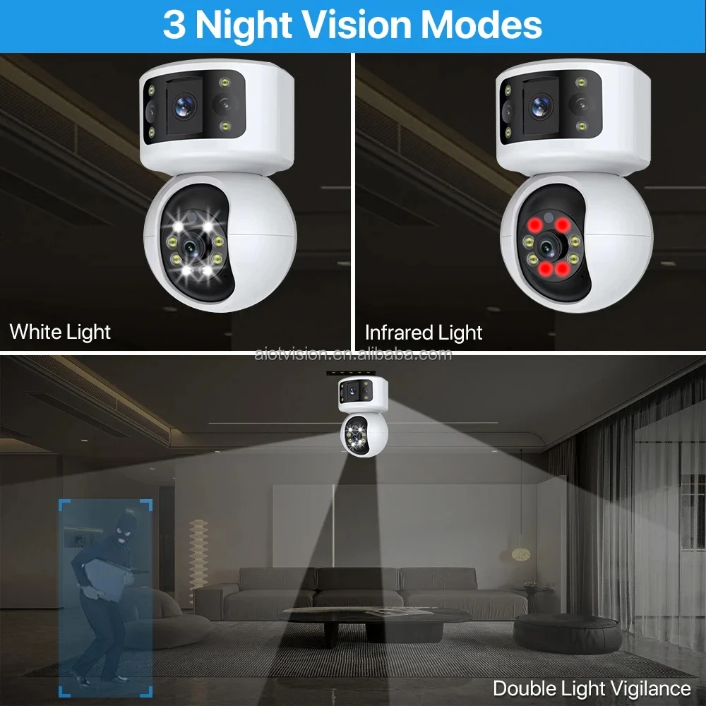 Yoosee 6MP WiFi IP Camera Dual Lens Dual Screen Baby Monitor Home Security Camera PTZ Auto Tracking CCTV Video Surveillance