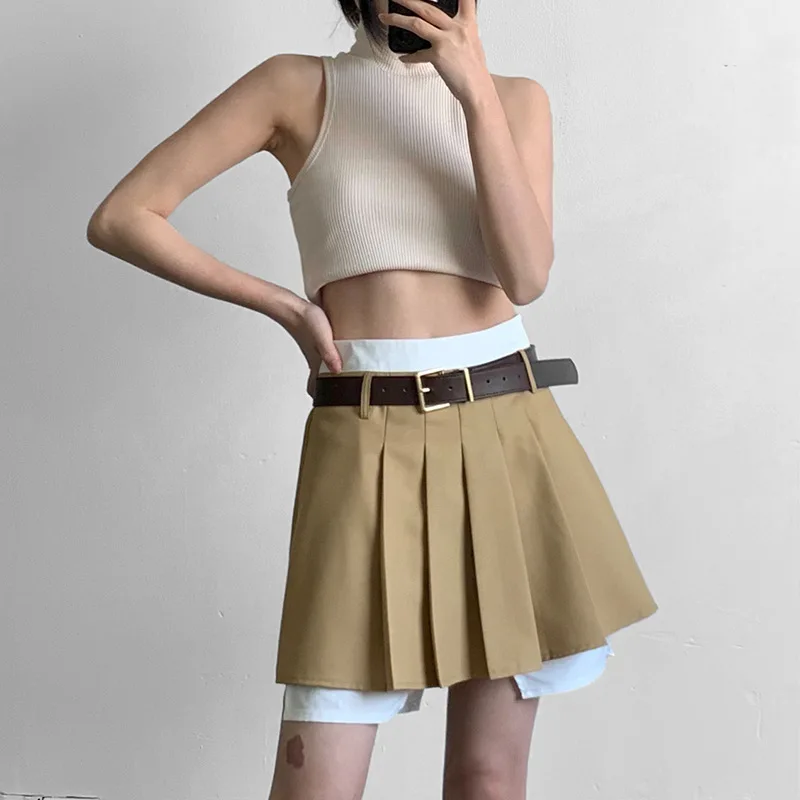 Falda Plisada De Estilo Coreano,Minifaldas Retales De Color De Cintura Alta,Moda - Buy Falda Plisada,Sexy Faldas Lápiz,Alta Cintura Mini Falda Product on Alibaba.com