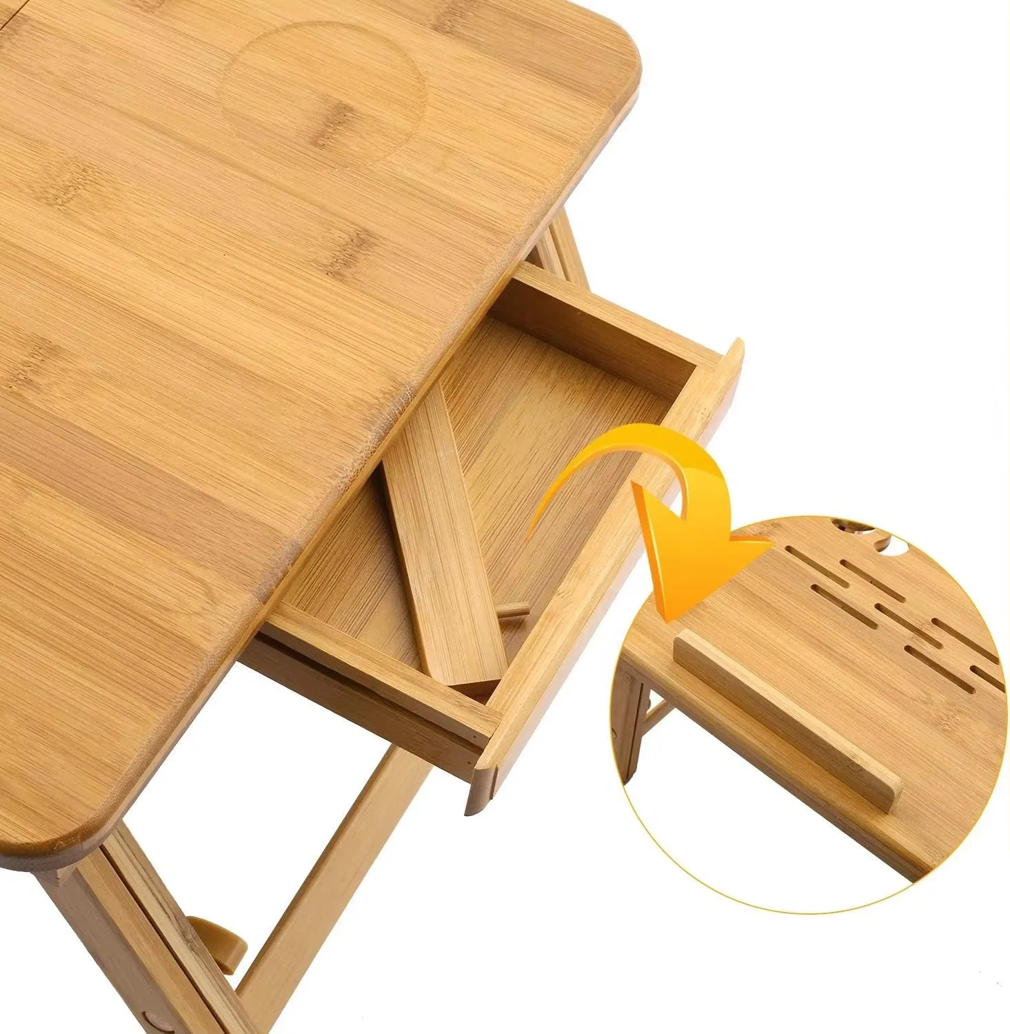 product bamboo foldable bed lazy table computer cooling table with drawers reading stand convenient mobile table for home-8