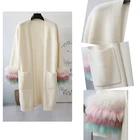 Plus Size Sweater Low Moq Women Long Cardigan Knitted Plus Size Sweater With Removable Fur Cuff
