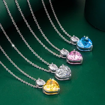 2021 Hot simple design women's jewelry jewelled double Heart jewel pendant chain necklace
