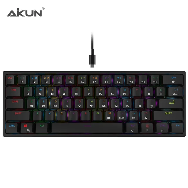 AIKUN GX9610 Wired RGB Backlight Gaming Keyboard Mechanical Switches Multimedia 61 Key Mini Portable Keyboards