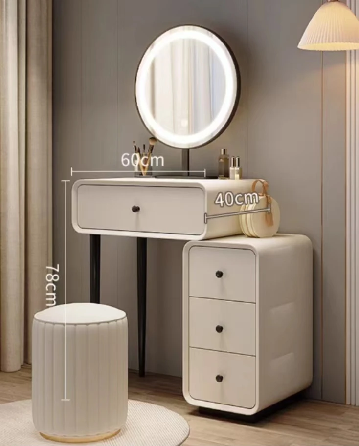 Modern Furniture Adjustable Dressing Table With Mirror Wooden Make Up Table With Led Light Hotel Apartment Bedroom Set