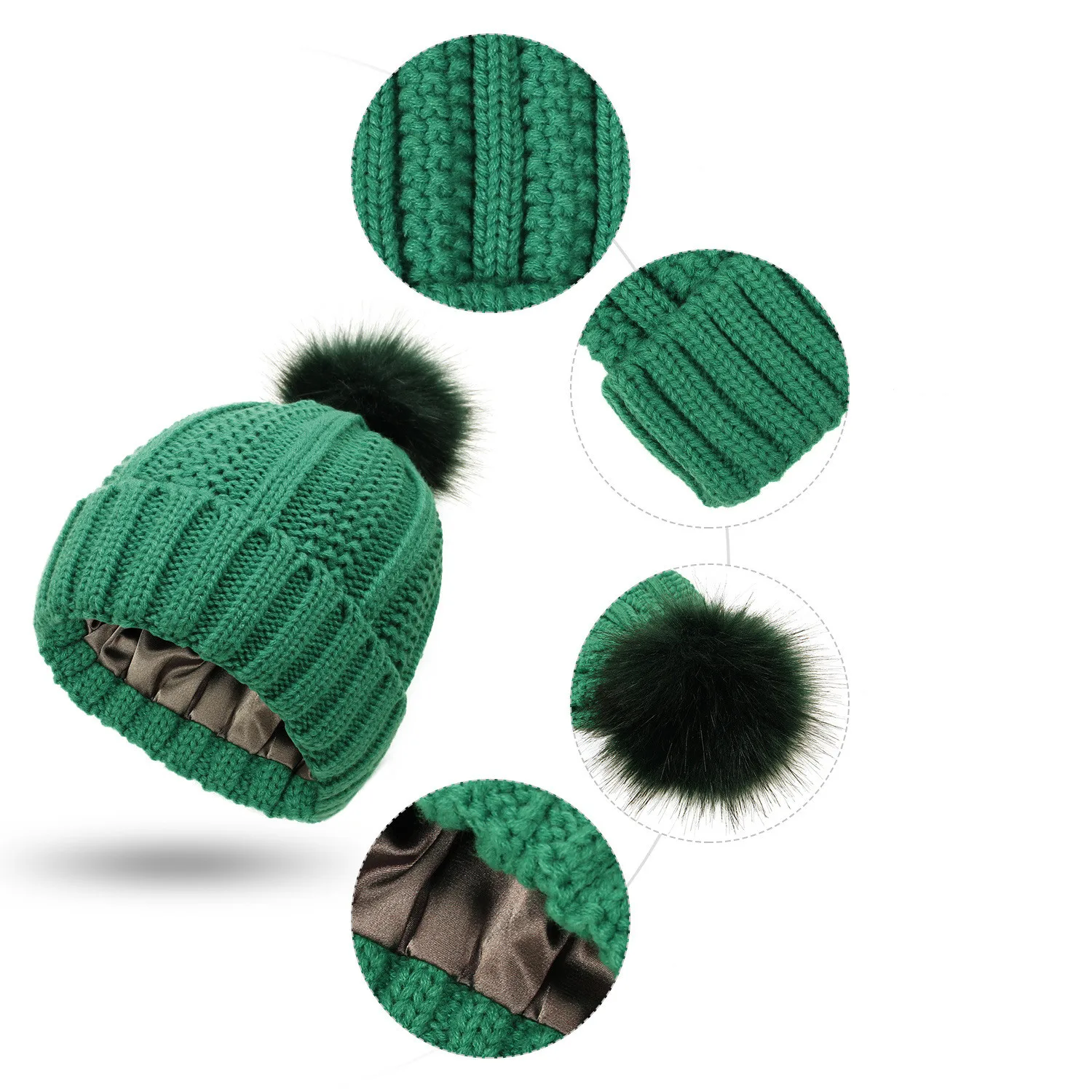 green beanie with pom