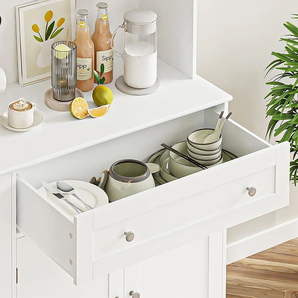 Kitchen China Modern Buffet Hutch Cabinets with Microwave Stand Food Pantry Cabinet with Doors and Shelves supplier