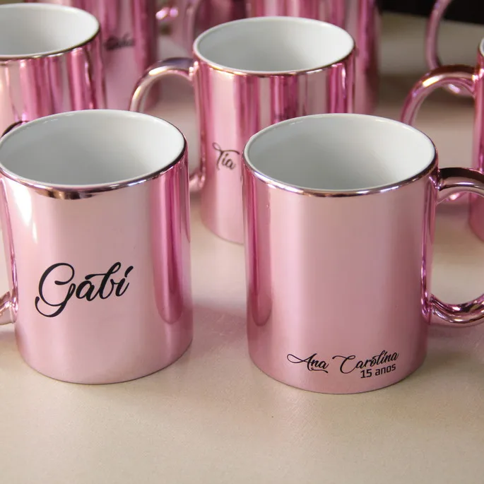 Pink sublimation blank gift diner Photo ceramic coffee milk Glitter mugs for printing