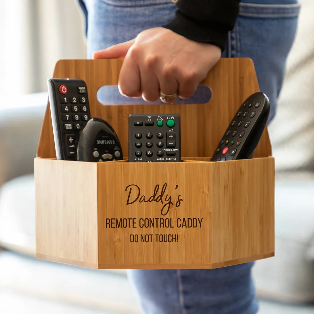 Bamboo TV Remote box Holder Organizer Office Organization Wood Storage Caddy/Vintage Wooden Desktop Organizer for Living Room