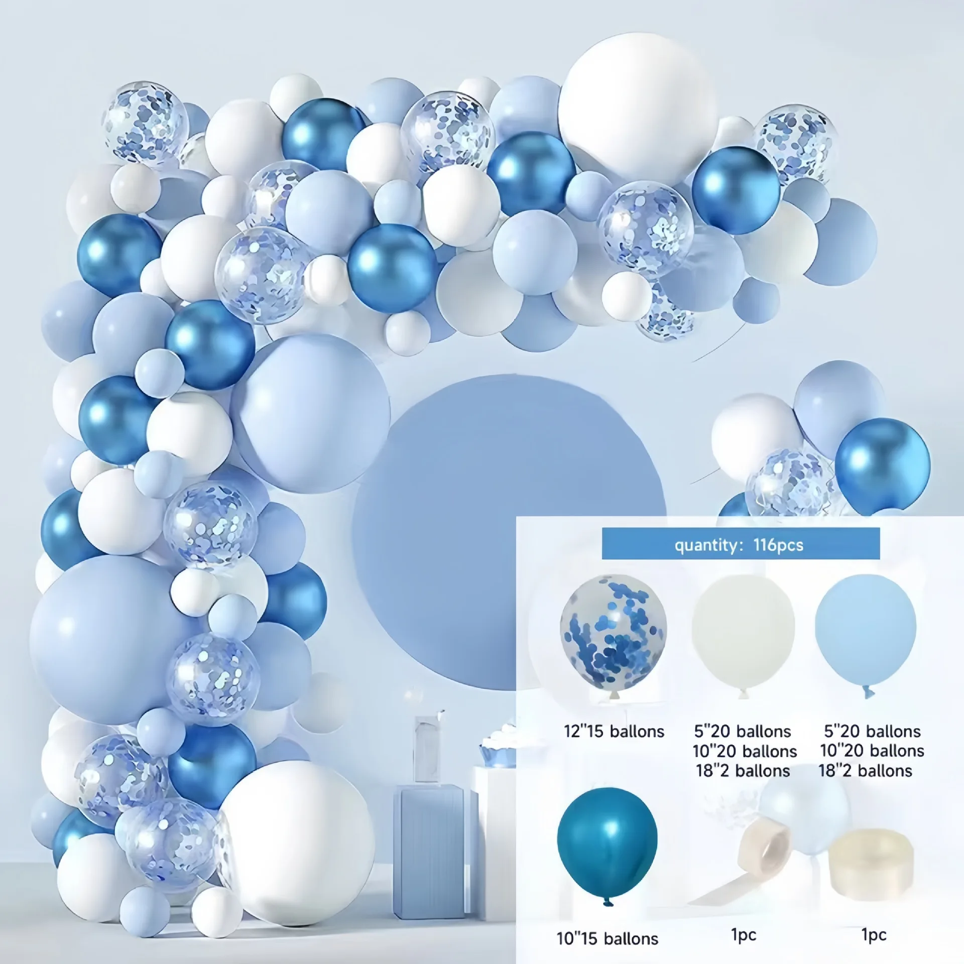 110+pcs Blue Balloon Garland Arch Kit Wedding Baby Boy Birthday Decoration Party Balloons For Baby Shower Ocean Blue Balloon