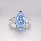 Diamond Rings Wholesale Engagement Anniversary Blue Ice Flower Cut Ladies 925 Silver High Carbon Diamond Rings Wedding