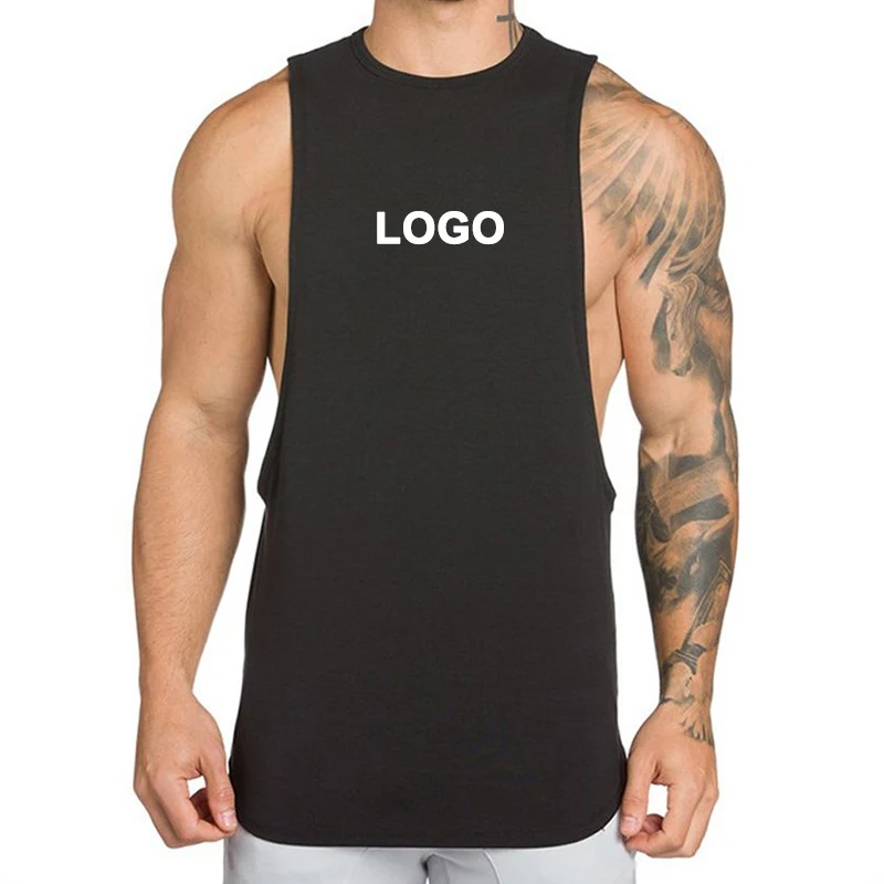 Gym Men's Cotton Tank tops Workout Shirts Sports Bodybuilding Fitness Vest Tees 