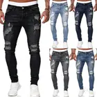 Jeans Custom Logo Designer Casual Style Distressed Skinny Rip Denim Men's Jeans