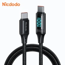 Mcdodo 110 Usb C to Usb C 1.2 Meter Cable Led Digital Display HD 100W E-mark 5A Fast Charge Data Laptop Cable for Macbook