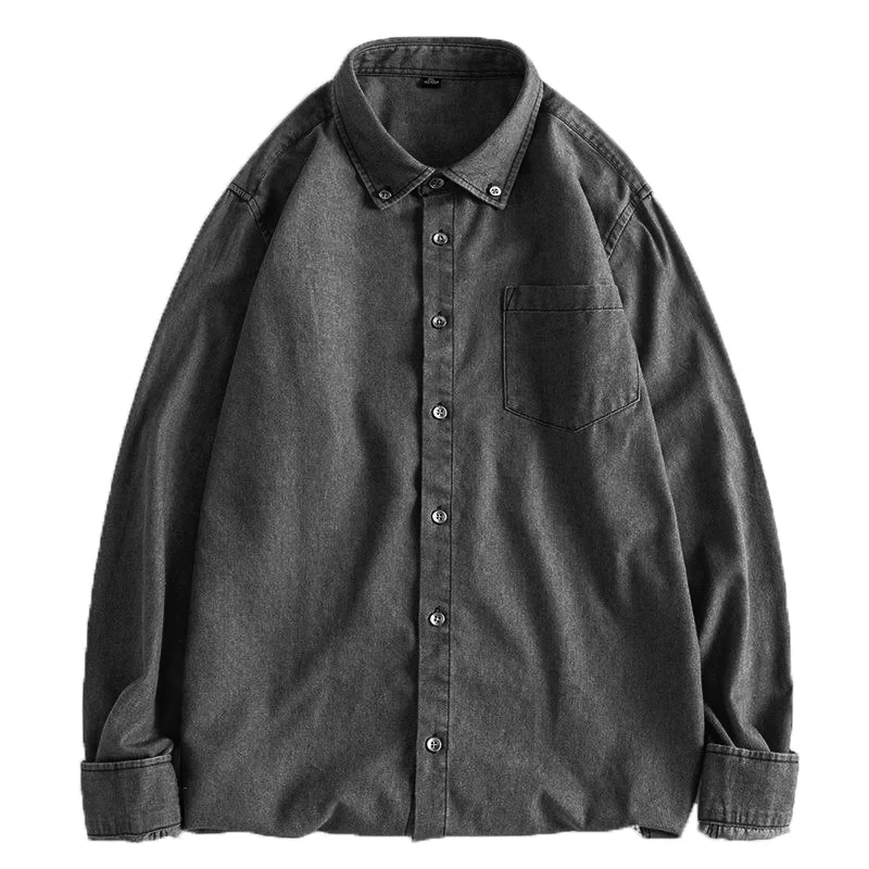 Denim Shirts Men Casual Light Wash Long Sleeve Denim Jeans Shirt supplier