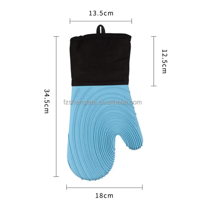 product novelty design dotted kitchen cotton double layer bbq grill heat resistant food grade silicone customized oven mitts gloves-2