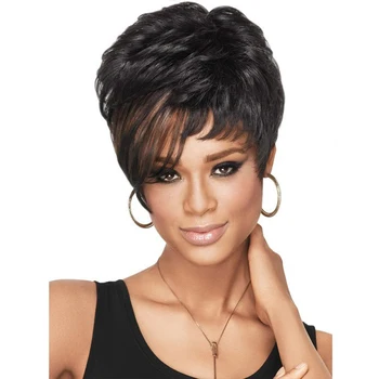 Short Natural synthetic Hair Wigs Synthetic Short Black Pixie Cut Wig Heat Resistant Fiber Hair for Black Women
