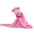 Top Blanket Hoodie Amazon Top Seller 100% Polyester Animal Style Home Wear Bath Swaddle Flannel Blanket Hoodie Baby