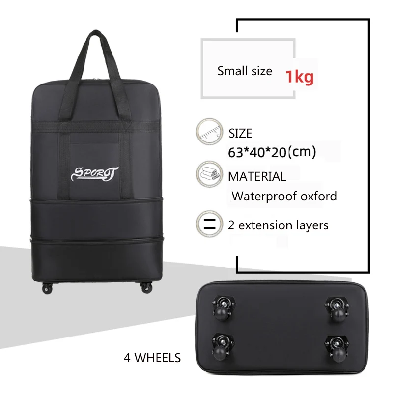 Large Capacity Luggage Durable Waterproof Expendable Wheeled Duffel Travel Bag