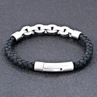 Bangle Bangles Wholesale Custom High Quality Stainless Steel Bangle Mens Genuine Leather Woven Bracelet Bangles