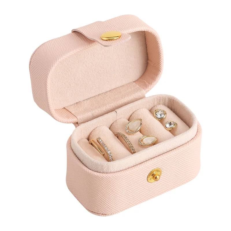 PU Leather Jewelry Organizer Portable Mini Travel Jewelry Storage Box Earring Ring Jewelry Boxes