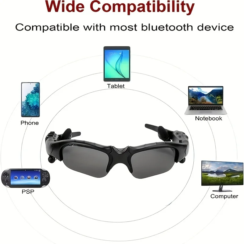 Wireless Bt Sunglasses_ Anti-ray Stereo Music Headphones With Hands-free Calling For All Cell Phones